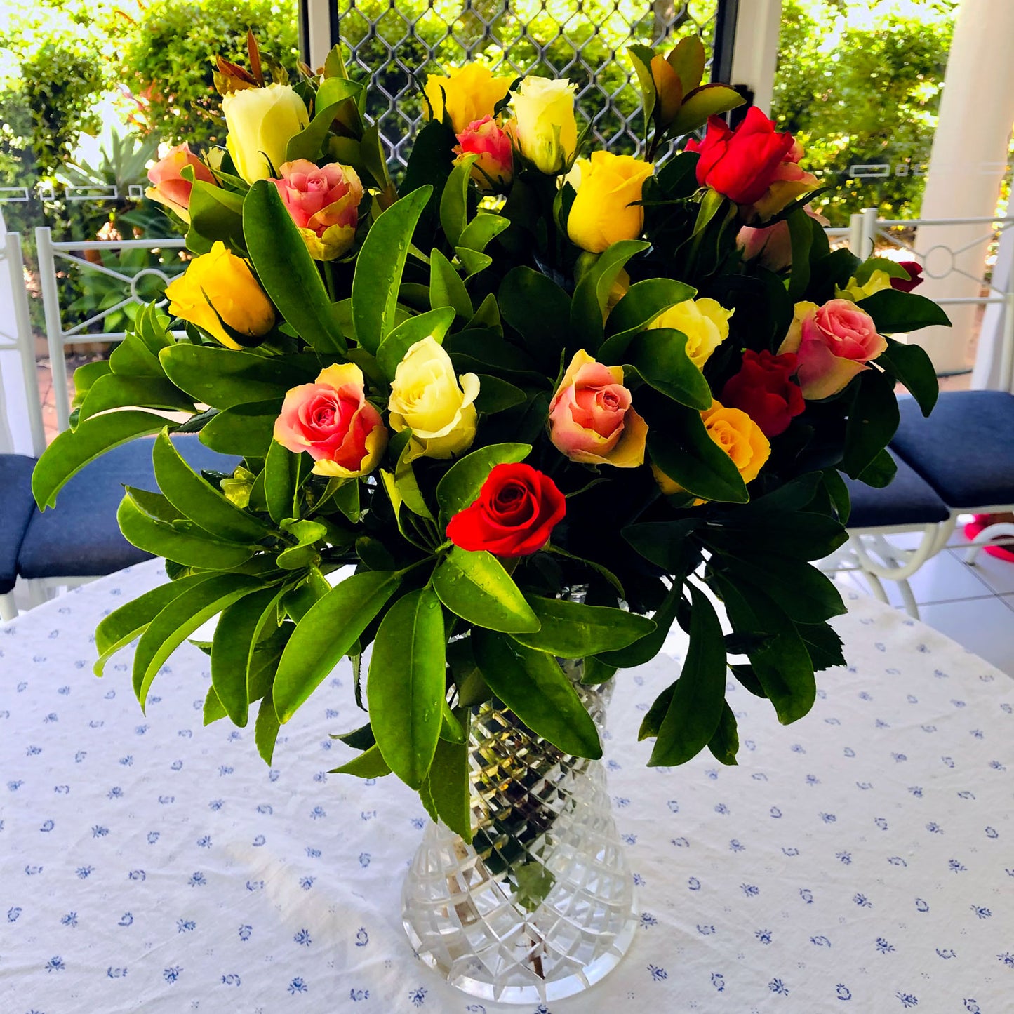 Yellow & Red Rose Arrangement